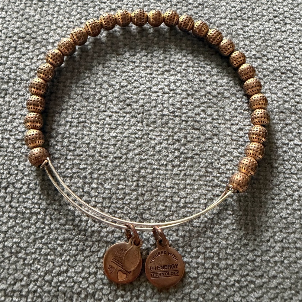 Alex and Ani Copper Bead and Gold Adjustable Bangle Bracelet